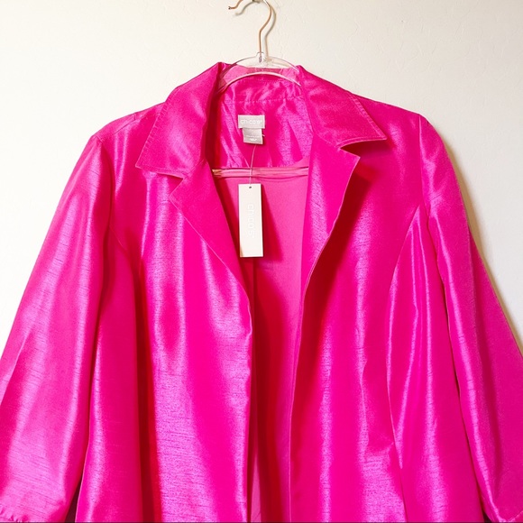 Chico's Jackets & Coats Chicos Subtle Shine Topper Jacket Hot Pink